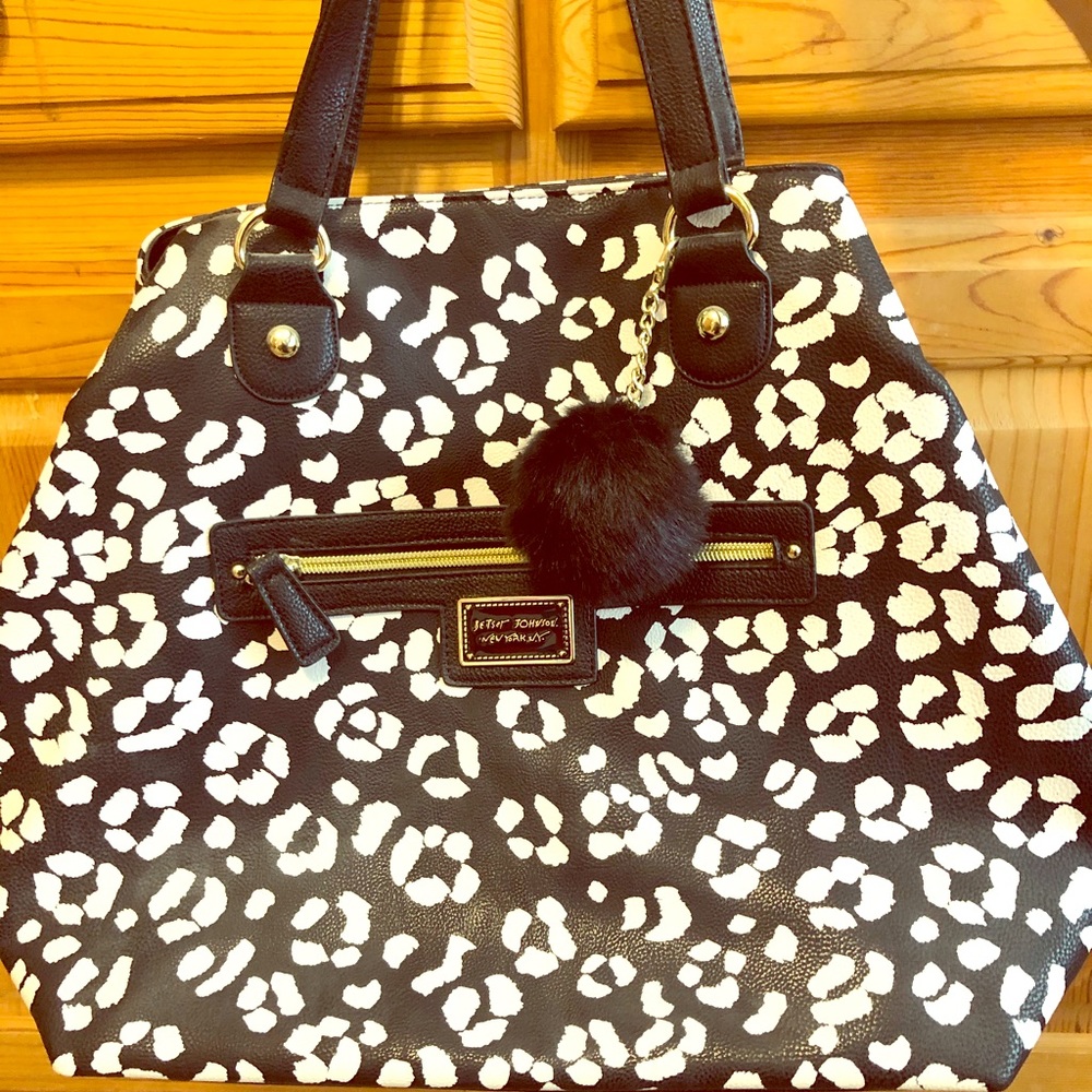 Betsey Johnson black and white Polkadot purse